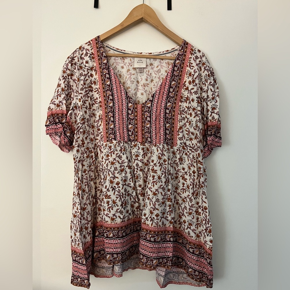 Boho Floral V-Neck Top